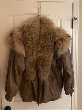 Vintage Racoon Fur bomber leather